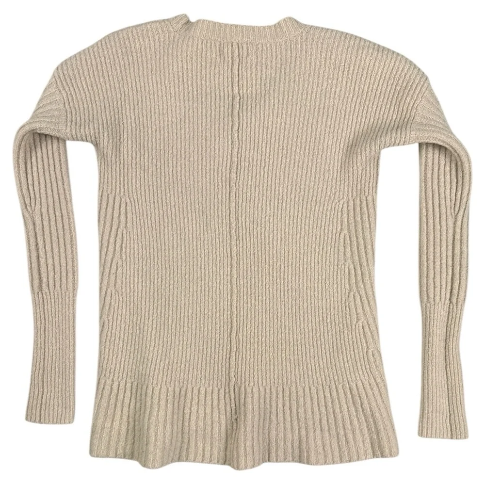 Vintage Abercrombie & Fitch Cream Ribbed Pullover Sweater Side Zippers Sz XS Y2K
